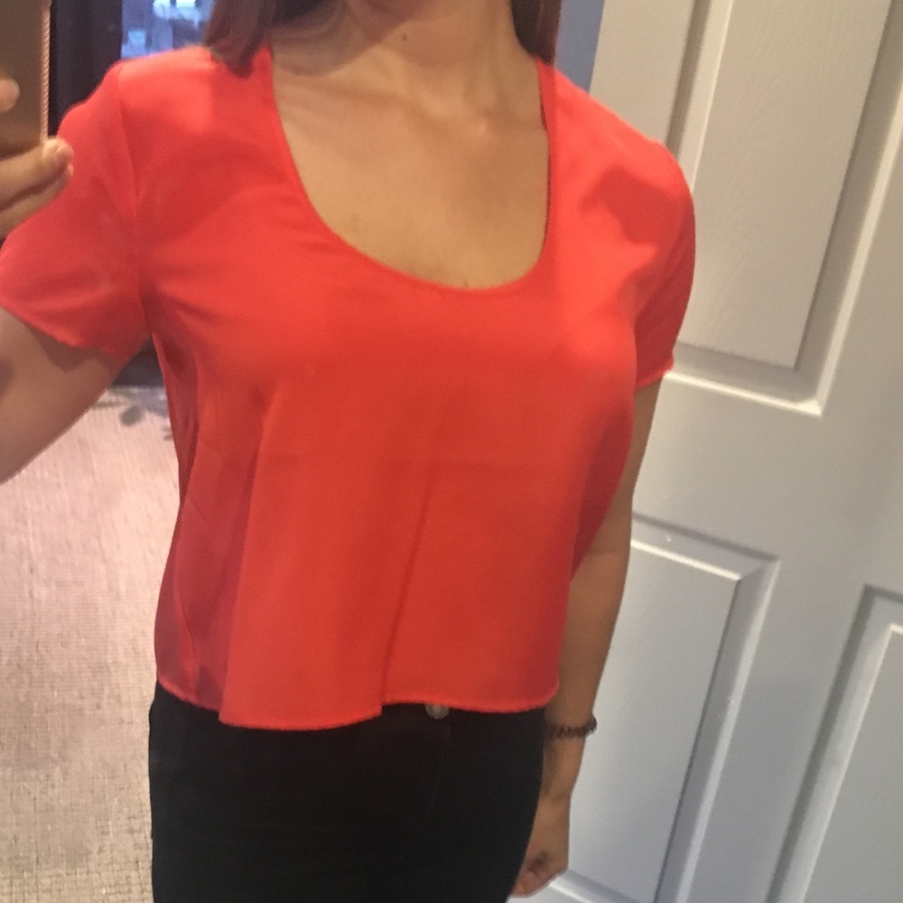 Red silk The Letter cropped top